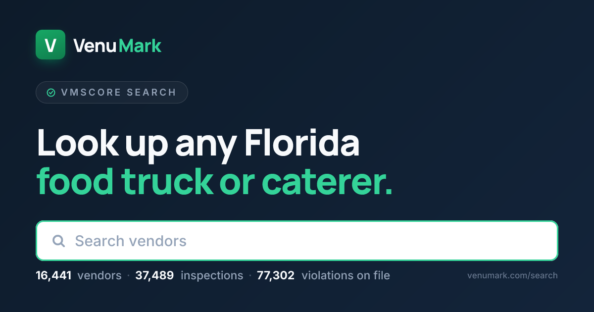 Tampa Food Trucks & Caterers | VMScore Inspection Records | VenuMark